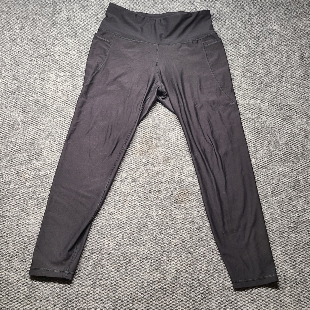 Old Navy Active PowerSoft Leggings Womens XL Black High Waisted Side Pockets